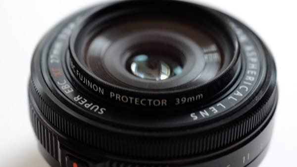 Close up of the Fujifilm 27mm lens.